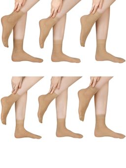 NEXT2SKIN - Women Nylon Opaque Ankle Length Mix Pattern With Thumb Socks (Pack of 6)