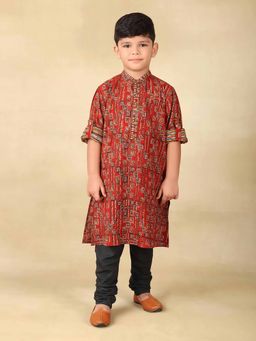 Fabindia - Red Cotton Kalamkari Printed Long Kurta