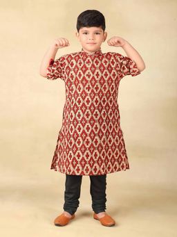 Fabindia - Red Cotton Bagru Printed Long Kurta