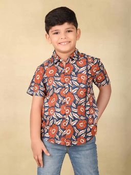 Fabindia - Navy Cotton Hand Block Printed Shirt