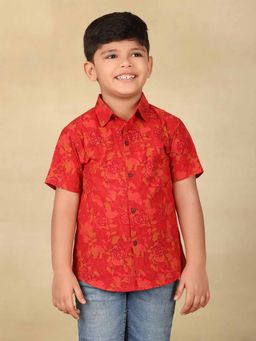Fabindia - Red Cotton Printed Shirt