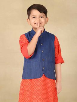 Fabindia - Navy Cotton Blend Woven Jacket