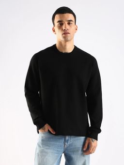 Calvin Klein - Men Solid Regular Fit Viscose Black Sweater