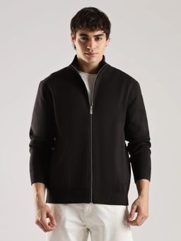 Calvin Klein - Men Solid Relaxed Fit Viscose Black Sweater