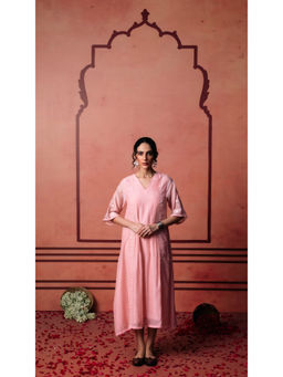 AM by Anita Mittal - Kaia Mul Chanderi Pink Kurta with Pant