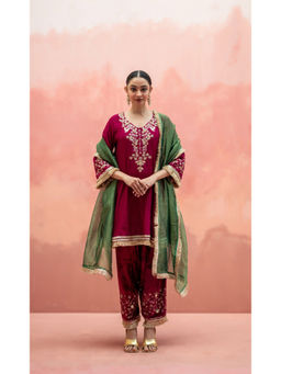 AM by Anita Mittal - Anjum Red Anarkali with Pant and Dupatta