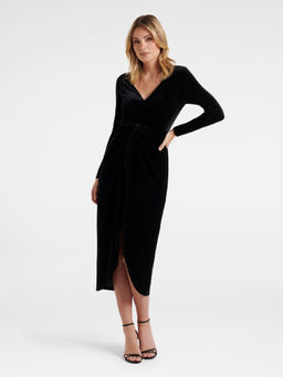 Forever New - Black Sofia Velvet Twist Front Midi Dress