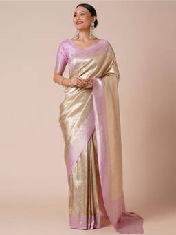 Nyri - Womens Kanjeevaram Silk Cream Woven Design Designer Saree