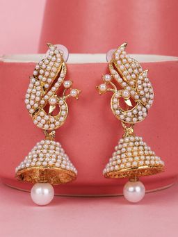 Anika's Creations - Stylish Goldplated Pearl Kundan Earrings For Parties