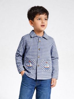 Somersault - Boys Checks Blue Cotton Full Sleeve Shirt