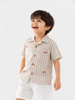 Somersault - Boys Stripe Ecru Cotton Shirt