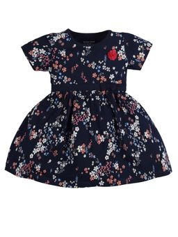 PLUM TREE - Girls Navy Blue Cotton Round Neck Dress