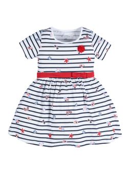 PLUM TREE - Girls White Cotton Round Neck Dress