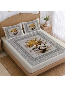 CHHAVI INDIA - 210 Tc Microfiber Printed King Size Bedsheet With 2 Pillow Covers