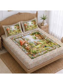 CHHAVI INDIA - 210 Tc Microfiber Printed King Size Bedsheet With 2 Pillow Covers