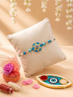ADIVA - Om Floral Beaded Thread Rakhi Gift Set