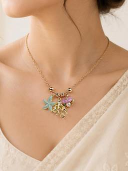 AANURA - Ocean Charm Gold Shell and Coral Starfish Necklace