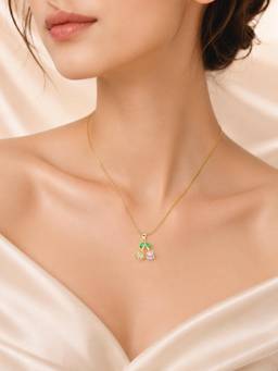 AANURA - 18K Gold Plated Pink Crystal Floral Pendant Necklace