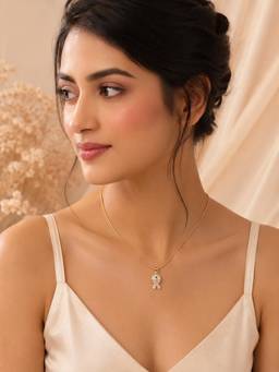 AANURA - 18K Gold Plated Pink Crystal Fish Pendant Necklace