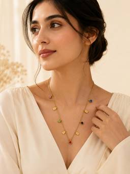 AANURA - Multi-Colour Crystal Charm Necklace