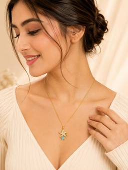 AANURA - Starfish Charm Necklace With Blue Enamel
