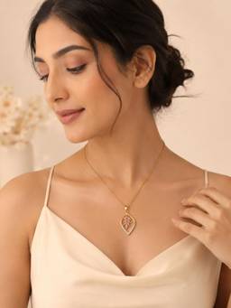 AANURA - Pink Leaf Crystal Necklace