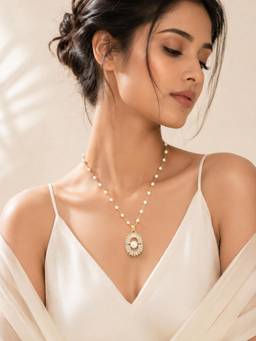 AANURA - 18K Gold Plated Pearl Bead Halo Necklace