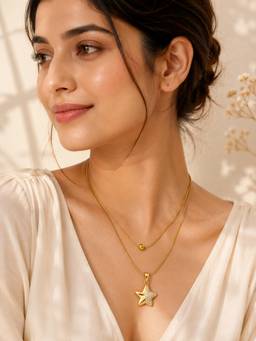 AANURA - Half-Crystal Star Layered Necklace