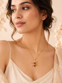 AANURA - Pink Stone Spider Necklace
