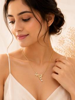 AANURA - 18K Gold Plated Butterfly Trio Crystal Drop Necklace