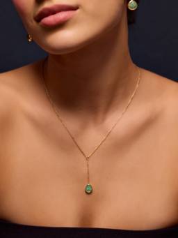 Accessorize London - Women'S 14K Gold-Plated Green Quartz Lariat Necklace