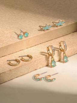 Accessorize London - Women'S Gem Stud and Hoop Earrings (Pack Of 5)