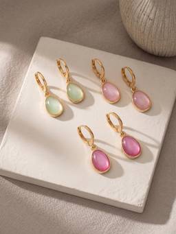 Accessorize London - Women'S Mini Stone Drop Hoop Earrings (Pack Of 3)