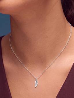 Accessorize London - Women'S 925 Sterling Silver Feather Pendant Necklace