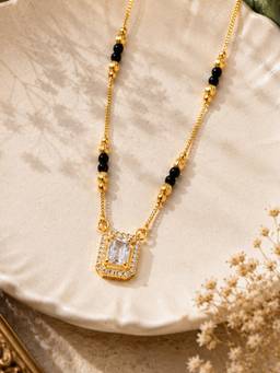 Mystic - Gold Finish Square Pendant Mangalsutra