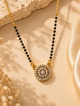 Mystic - Gold Finish Circle Pendant Mangalsutra