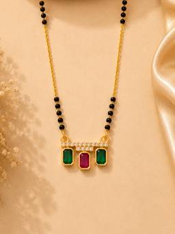 Mystic - Gold Finish Stone Pendant Mangalsutra
