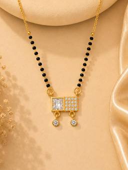 Mystic - Gold Finish Minimal Drop Pendant Mangalsutra