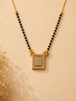 Mystic - Gold Finish Minimal Square Pendant Mangalsutra
