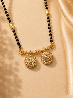 Mystic - Gold Finish Dual Circle Pendant Mangalsutra