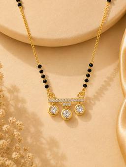 Mystic - Gold Finish Three Drop Pendant Mangalsutra