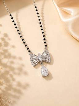 Mystic - Rhodium Finish Bow Charm Mangalsutra