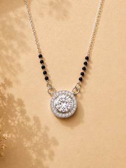 Mystic - White Stone Halo Pendant Mangalsutra