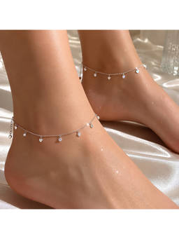 SAMIKA - 925 Sterling Silver Leaf Charm Jewellery Anklet