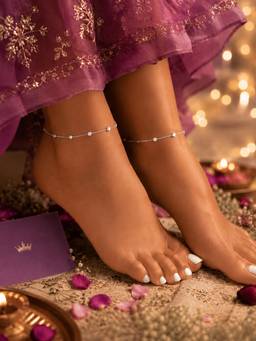 SAMIKA - 925 Sterling Silver Finish Crystal Orbit Anklet