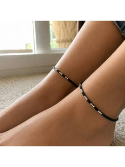 SAMIKA - 925 Sterling Silver Midnight Charm Anklet