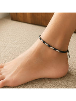 SAMIKA - 925 Sterling Silver Midnight Charm Anklet