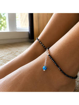 SAMIKA - 925 Sterling Silver Midnight Evil Eye Muse Anklet