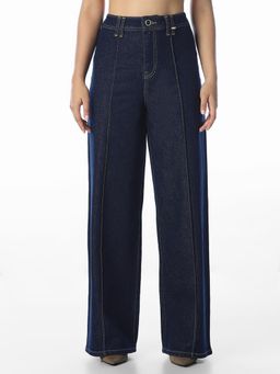 ONLY - Women Solid Wide Leg High-Rise Blue Jeans