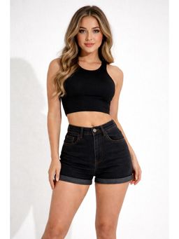 KOTTY - Women High-Rise Black Shorts